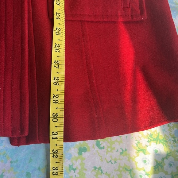 Tulle | Wool Blend Cherry Red Mid Length Pea Coat Size XS Winter Cozy Holiday - Picture 7 of 8